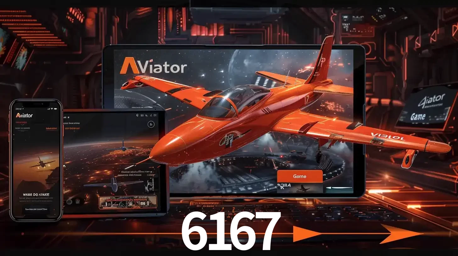Apresentação tecnológica do jogo Aviator com um avião saindo da tela de um tablet, demonstrando a experiência imersiva em múltiplos dispositivos no 6167.