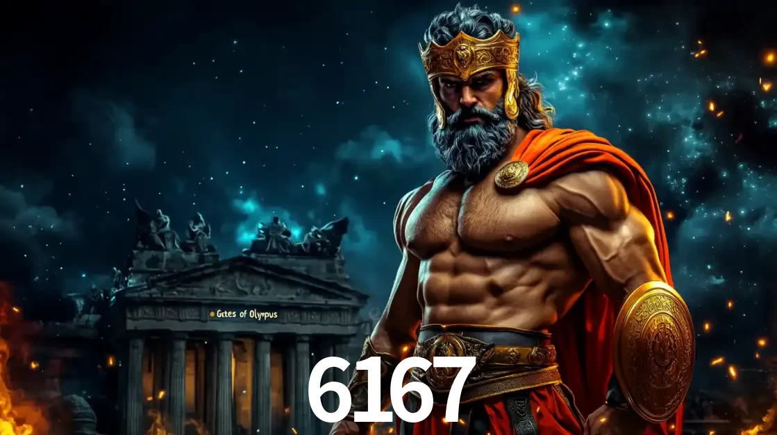 O poderoso Zeus do jogo de slot Gates of Olympus em frente ao seu templo, pronto para lançar multiplicadores divinos e prêmios épicos no cassino online 6167.